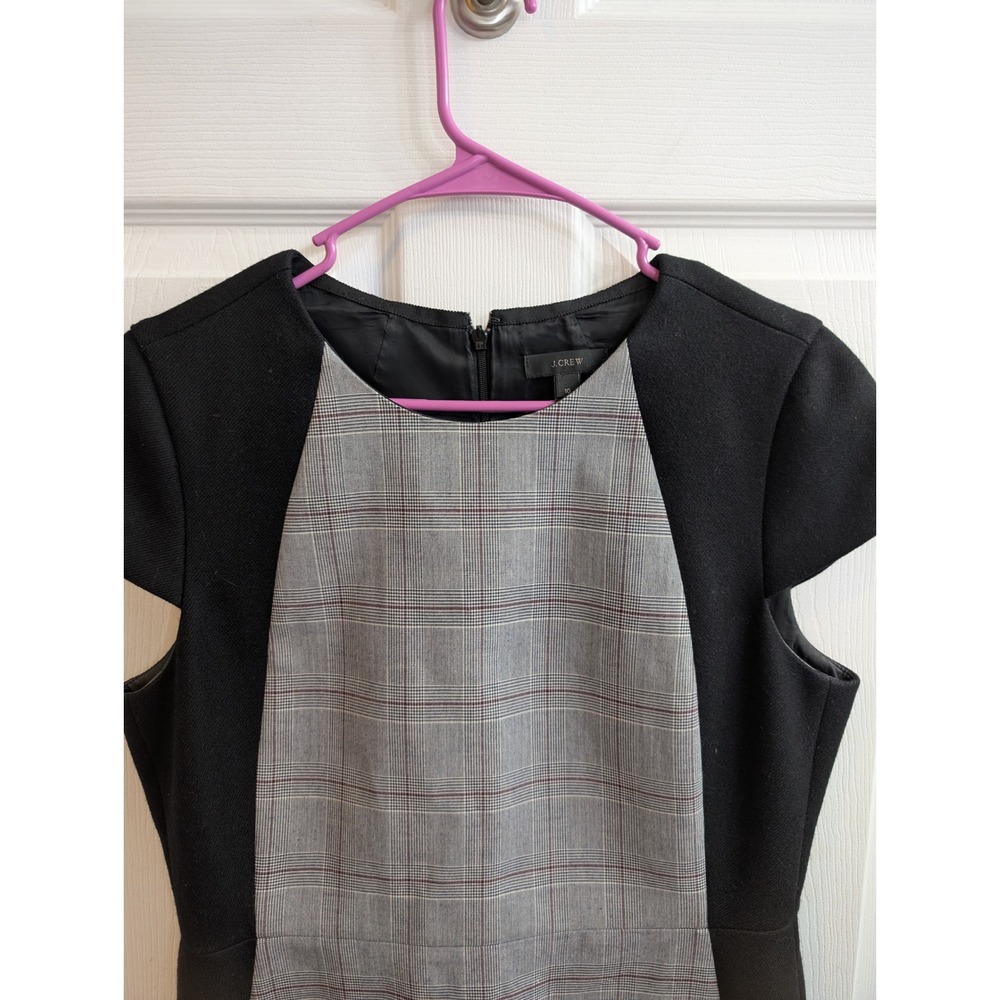 J.Crew Womens Sheath Dress Wool Plaid Cap Sleeve‎ Mixed Media Lined - Size 10 - Picture 3 of 5